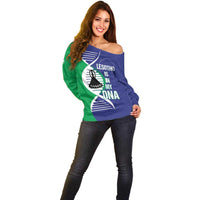Lesotho Is In My DNA Off Shoulder Sweater Lesotho Map and Coat Of Arms