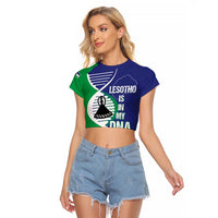 Lesotho Is In My DNA Raglan Cropped T Shirt Lesotho Map and Coat Of Arms