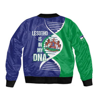 Lesotho Is In My DNA Sleeve Zip Bomber Jacket Lesotho Map and Coat Of Arms