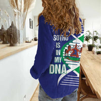 Lesotho Is In My DNA Women Casual Shirt Lesotho Map and Coat Of Arms