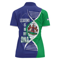 Lesotho Is In My DNA Women Polo Shirt Lesotho Map and Coat Of Arms