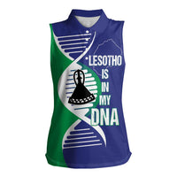 Lesotho Is In My DNA Women Sleeveless Polo Shirt Lesotho Map and Coat Of Arms