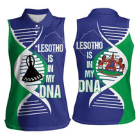 Lesotho Is In My DNA Women Sleeveless Polo Shirt Lesotho Map and Coat Of Arms