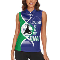 Lesotho Is In My DNA Women Sleeveless Polo Shirt Lesotho Map and Coat Of Arms