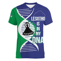 Lesotho Is In My DNA Women V-Neck T-Shirt Lesotho Map and Coat Of Arms