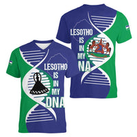 Lesotho Is In My DNA Women V-Neck T-Shirt Lesotho Map and Coat Of Arms