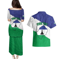 Personalised Lesotho Couples Matching Puletasi and Hawaiian Shirt Coat Of Arms With Map