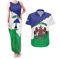 Personalised Lesotho Couples Matching Tank Maxi Dress and Hawaiian Shirt Coat Of Arms With Map