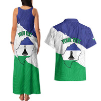 Personalised Lesotho Couples Matching Tank Maxi Dress and Hawaiian Shirt Coat Of Arms With Map