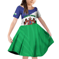 Personalised Lesotho Family Matching Off Shoulder Short Dress and Hawaiian Shirt Coat Of Arms With Map