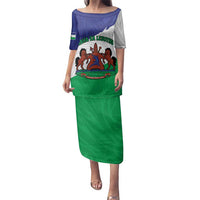 Personalised Lesotho Family Matching Puletasi and Hawaiian Shirt Coat Of Arms With Map