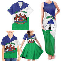 Personalised Lesotho Family Matching Tank Maxi Dress and Hawaiian Shirt Coat Of Arms With Map