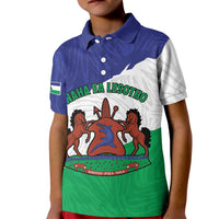 Personalised Lesotho Kid Polo Shirt Coat Of Arms With Map