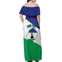 Personalised Lesotho Off Shoulder Maxi Dress Coat Of Arms With Map