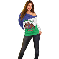 Personalised Lesotho Off Shoulder Sweater Coat Of Arms With Map