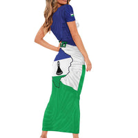 Personalised Lesotho Short Sleeve Bodycon Dress Coat Of Arms With Map