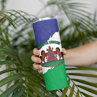Personalised Lesotho Skinny Tumbler Coat Of Arms With Map
