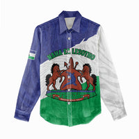 Personalised Lesotho Women Casual Shirt Coat Of Arms With Map