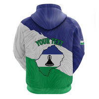 Personalised Lesotho Zip Hoodie Coat Of Arms With Map