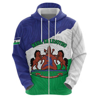 Personalised Lesotho Zip Hoodie Coat Of Arms With Map