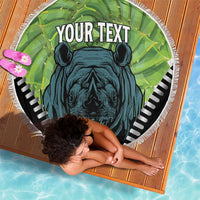 Personalised Lesotho Black Rhinoceros Beach Blanket With Aloe Polyphylla