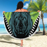 Personalised Lesotho Black Rhinoceros Beach Blanket With Aloe Polyphylla