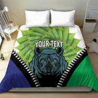 Personalised Lesotho Black Rhinoceros Bedding Set With Aloe Polyphylla