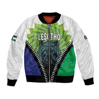 Personalised Lesotho Black Rhinoceros Bomber Jacket With Aloe Polyphylla