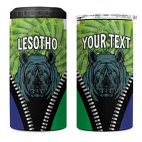 Personalised Lesotho Black Rhinoceros 4 in 1 Can Cooler Tumbler With Aloe Polyphylla