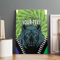 Personalised Lesotho Black Rhinoceros Canvas Wall Art With Aloe Polyphylla