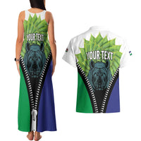 Personalised Lesotho Black Rhinoceros Couples Matching Tank Maxi Dress and Hawaiian Shirt With Aloe Polyphylla