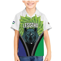 Personalised Lesotho Black Rhinoceros Family Matching Mermaid Dress and Hawaiian Shirt With Aloe Polyphylla