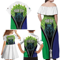 Personalised Lesotho Black Rhinoceros Family Matching Off Shoulder Maxi Dress and Hawaiian Shirt With Aloe Polyphylla