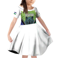 Personalised Lesotho Black Rhinoceros Family Matching Off Shoulder Short Dress and Hawaiian Shirt With Aloe Polyphylla