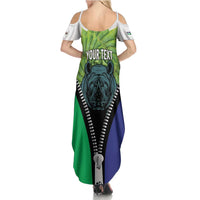 Personalised Lesotho Black Rhinoceros Family Matching Summer Maxi Dress and Hawaiian Shirt With Aloe Polyphylla