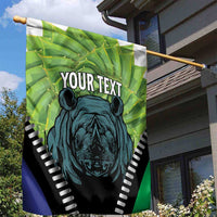 Personalised Lesotho Black Rhinoceros Garden Flag With Aloe Polyphylla