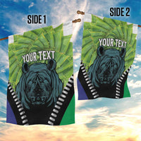 Personalised Lesotho Black Rhinoceros Garden Flag With Aloe Polyphylla