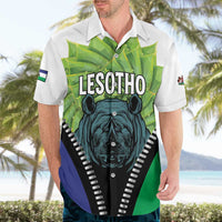 Personalised Lesotho Black Rhinoceros Hawaiian Shirt With Aloe Polyphylla
