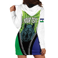 Personalised Lesotho Black Rhinoceros Hoodie Dress With Aloe Polyphylla