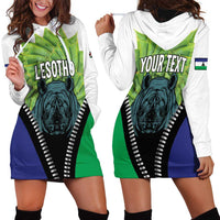 Personalised Lesotho Black Rhinoceros Hoodie Dress With Aloe Polyphylla
