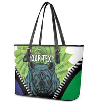Personalised Lesotho Black Rhinoceros Leather Tote Bag With Aloe Polyphylla