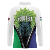 Personalised Lesotho Black Rhinoceros Long Sleeve Polo Shirt With Aloe Polyphylla