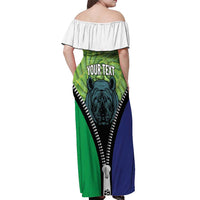 Personalised Lesotho Black Rhinoceros Off Shoulder Maxi Dress With Aloe Polyphylla