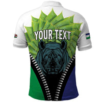 Personalised Lesotho Black Rhinoceros Polo Shirt With Aloe Polyphylla