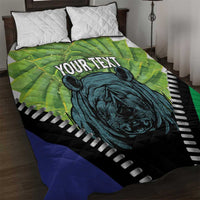 Personalised Lesotho Black Rhinoceros Quilt Bed Set With Aloe Polyphylla