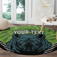 Personalised Lesotho Black Rhinoceros Round Carpet With Aloe Polyphylla