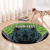 Personalised Lesotho Black Rhinoceros Round Carpet With Aloe Polyphylla