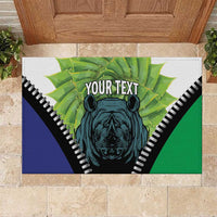 Personalised Lesotho Black Rhinoceros Rubber Doormat With Aloe Polyphylla