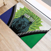 Personalised Lesotho Black Rhinoceros Rubber Doormat With Aloe Polyphylla