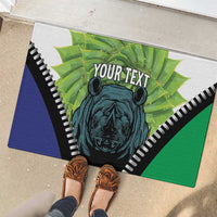 Personalised Lesotho Black Rhinoceros Rubber Doormat With Aloe Polyphylla